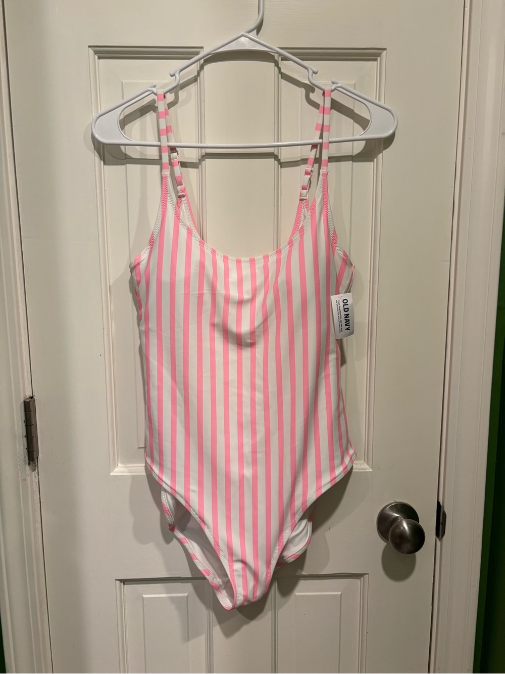Old Navy Pink & White Striped Scoop One-Piece Swimsuit